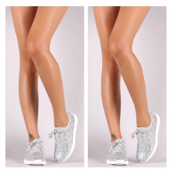 New Arrival- Silver Glitter Sneakers, Gym Shoes - Picture 3 of 5